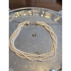 Vintage Four Strand Of Pearls With Silver Clasp